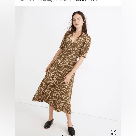 NWT Madewell Button-Cuff Midi Dress in Wood-Cut Flowers - Picture 5 of 9